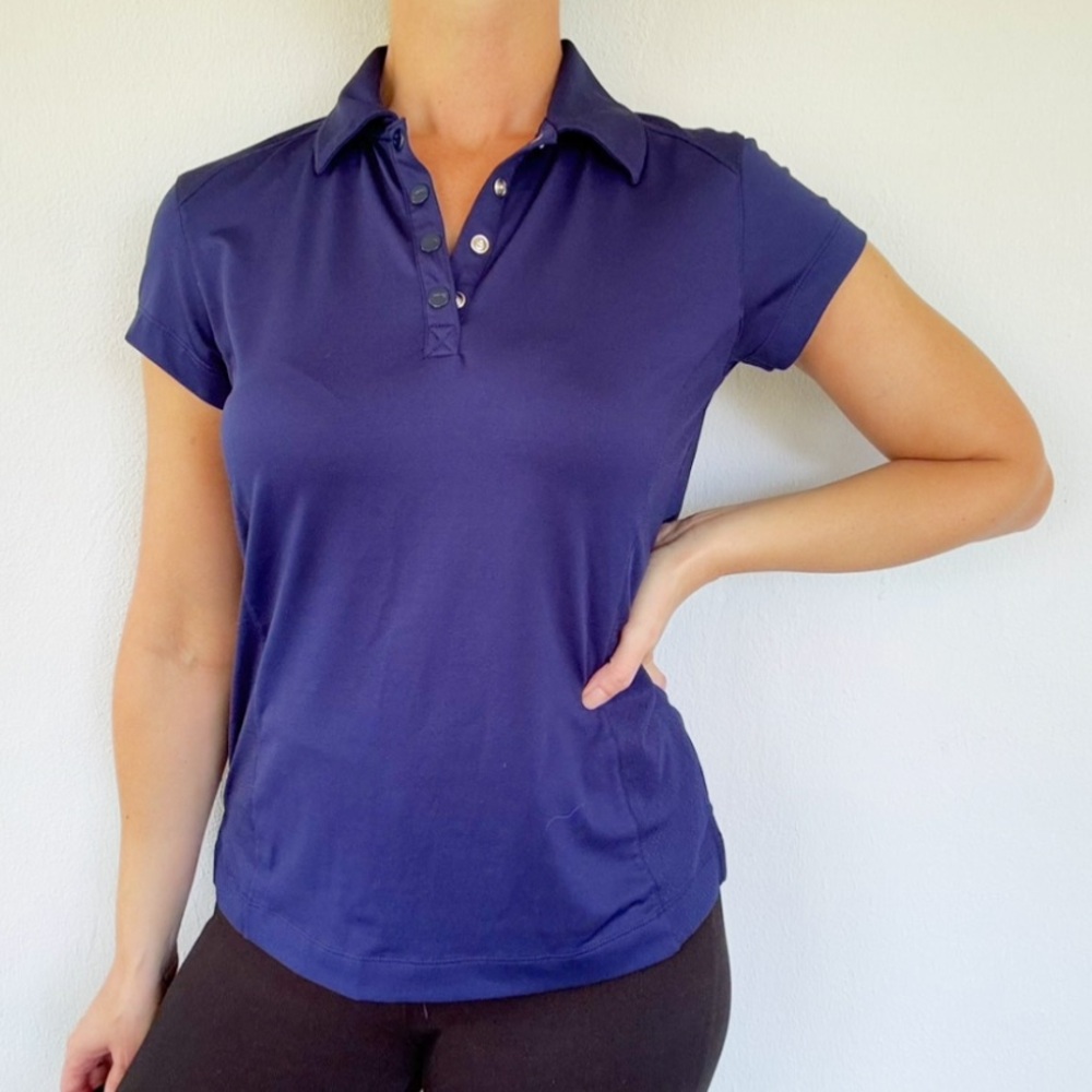Slazenger navy blue performance mesh short sleeve collared polo golf top small